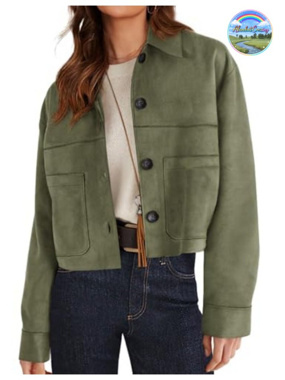 Faux Suede Shacket Jacket Lightweight Cropped Aviator Coat
